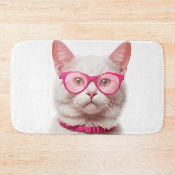 Item preview, Cute White Cat Wearing Pink Glasses designed and sold by L&L.