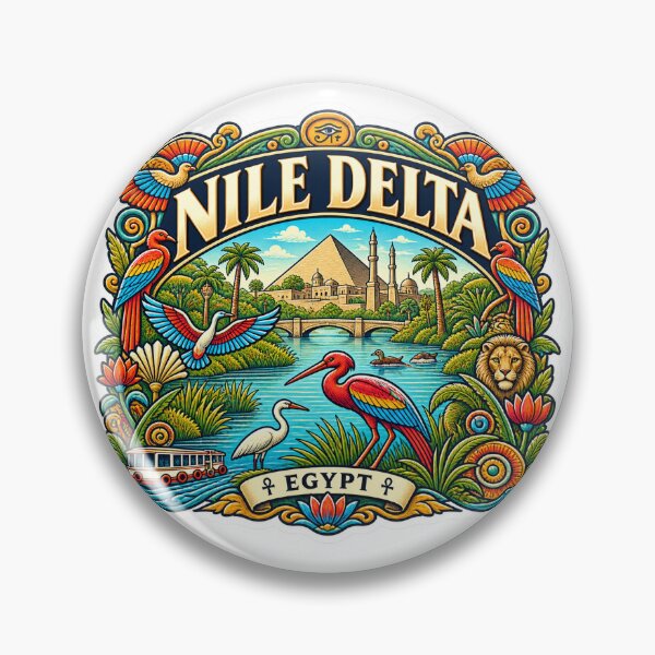 Item preview, Nile Delta Egypt – River Wildlife, Pyramids & Vintage Travel Art designed and sold by ChicClicker.