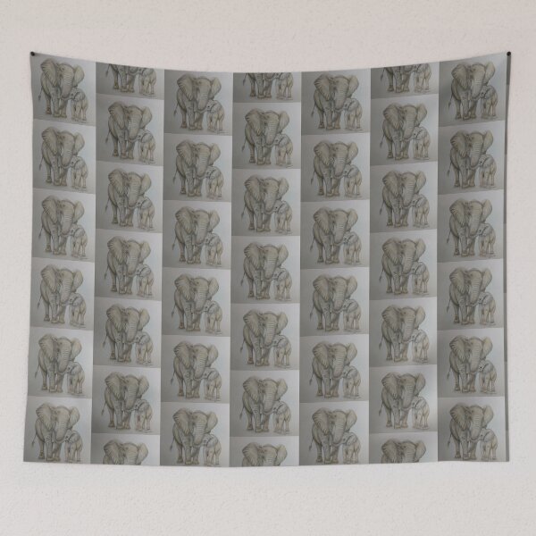 Item preview, Elephant mother and child designed and sold by ZoNixonArt.
