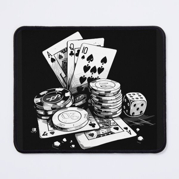 Item preview, Poker Cards Chips and Dice Black and White Casino Gambling Art Design designed and sold by inkoutninja.