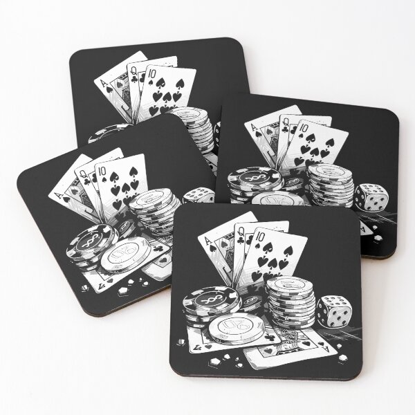 Item preview, Poker Cards Chips and Dice Black and White Casino Gambling Art Design designed and sold by inkoutninja.