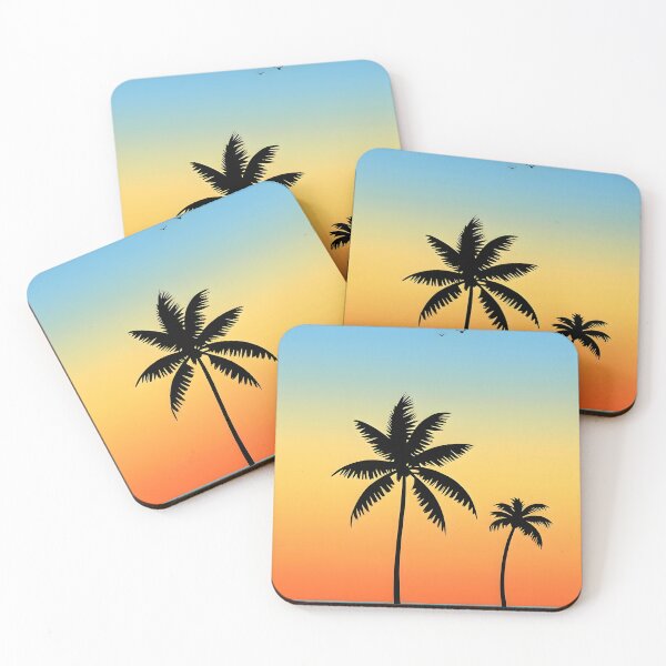 Item preview, Palm Tree Sunset Silhouette – Tropical Beach Minimalist Art – Caribbean Slow Living Print designed and sold by QuietWallStudio.