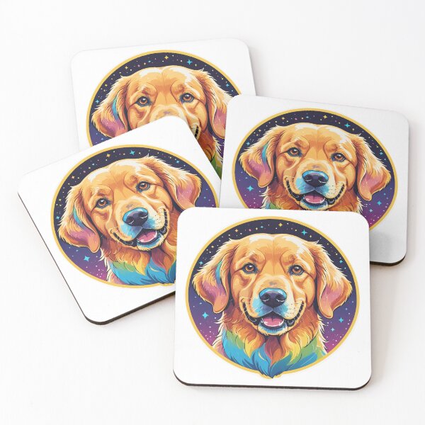 Item preview, Golden Retriever Face Portrait Holographic Rainbow Style – Golden retriever mom gift designed and sold by michallechowicz.
