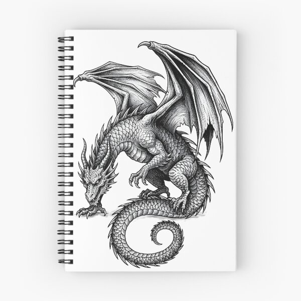 Item preview, Blackwork Dragon – Fierce Winged Serpent Illustration designed and sold by DragonSerpent Ink.