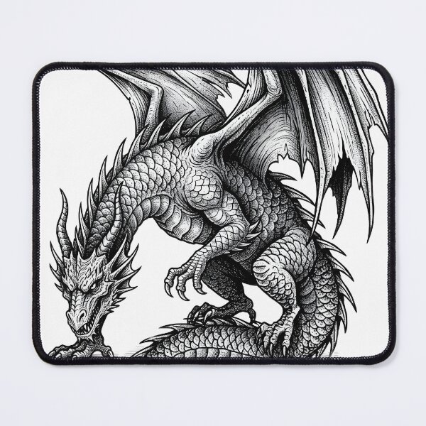 Item preview, Blackwork Dragon – Fierce Winged Serpent Illustration designed and sold by DragonSerpent Ink.