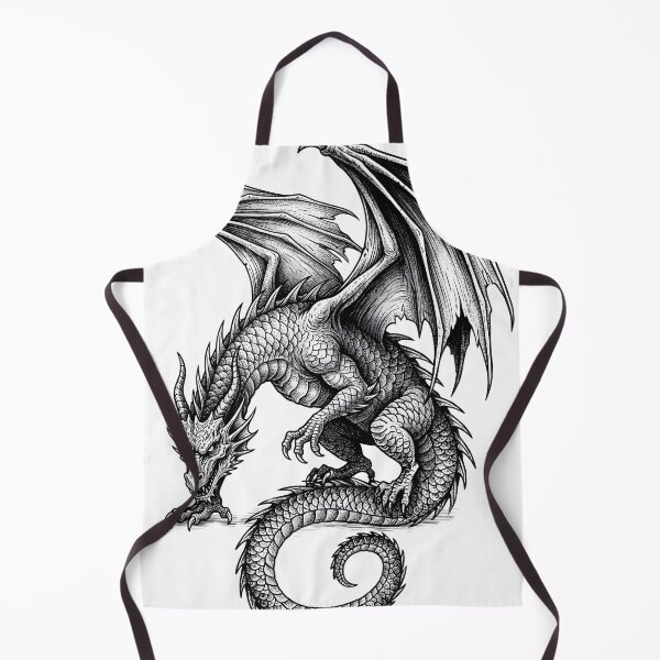 Item preview, Blackwork Dragon – Fierce Winged Serpent Illustration designed and sold by DragonSerpent Ink.