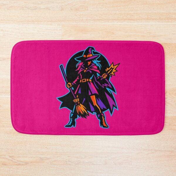 Item preview, Neon Witch with Broom and Wand – Halloween Silhouette designed and sold by KungPowUnicorn.