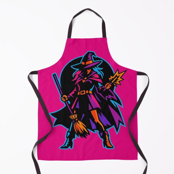Item preview, Neon Witch with Broom and Wand – Halloween Silhouette designed and sold by KungPowUnicorn.