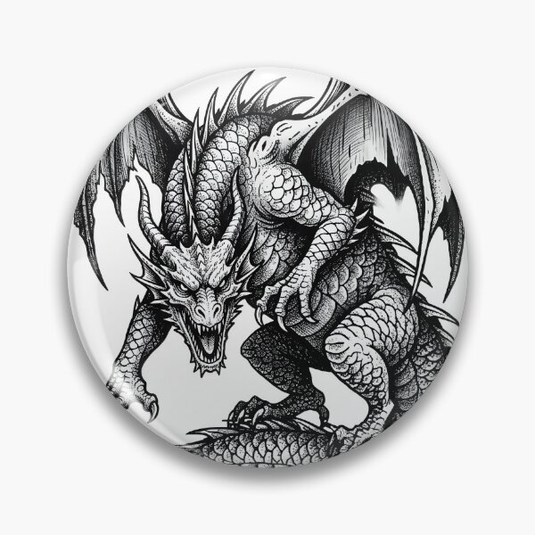 Item preview, Blackwork Dragon – Coiled Winged Serpent Illustration designed and sold by DragonSerpent Ink.