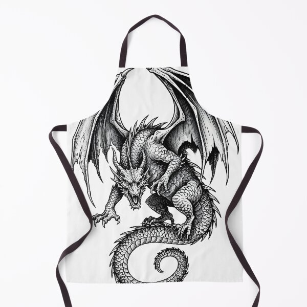Item preview, Blackwork Dragon – Coiled Winged Serpent Illustration designed and sold by DragonSerpent Ink.