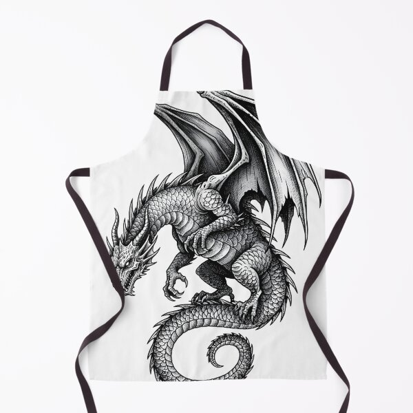 Item preview, Blackwork Coiled Dragon – Intricate Winged Serpent Illustration designed and sold by DragonSerpent Ink.