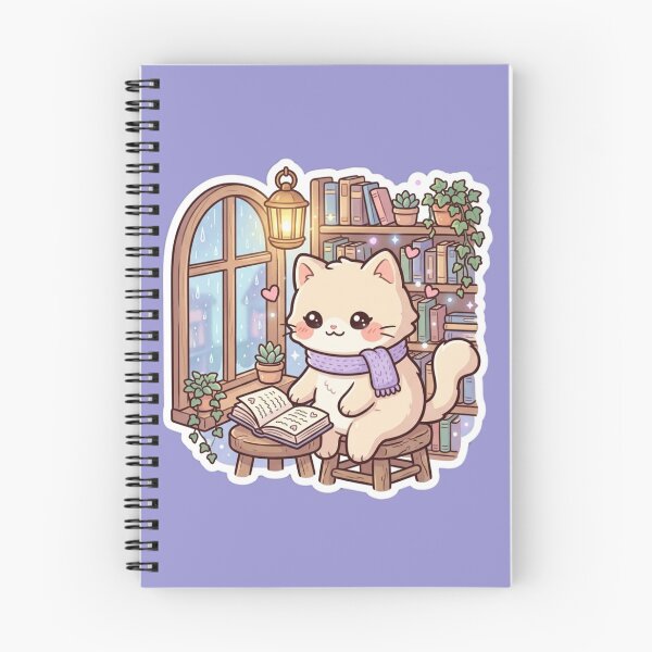 Item preview, Kawaii Cat Rainy Day Bookstore Cozy Reading designed and sold by Tinydoodlenest .