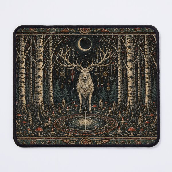 Item preview, Mystical White Stag in Celestial Birch Forest designed and sold by Odinsshop.