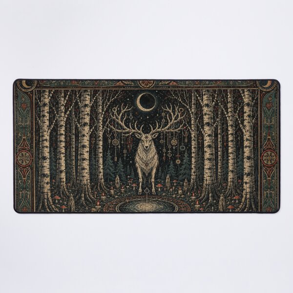Item preview, Mystical White Stag in Celestial Birch Forest designed and sold by Odinsshop.