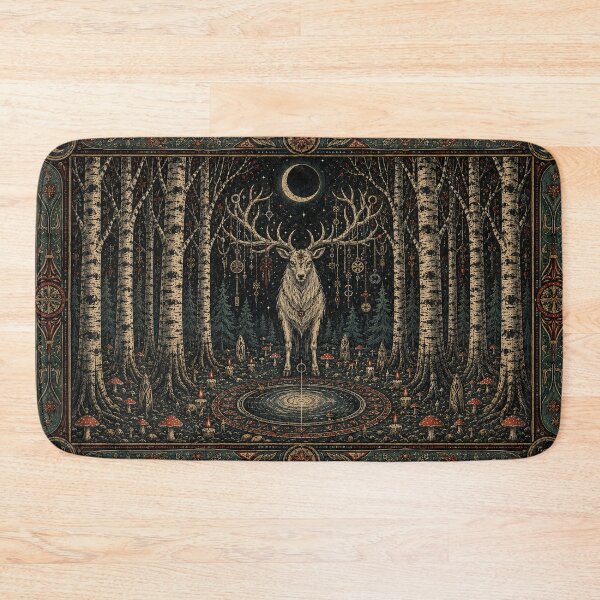 Item preview, Mystical White Stag in Celestial Birch Forest designed and sold by Odinsshop.