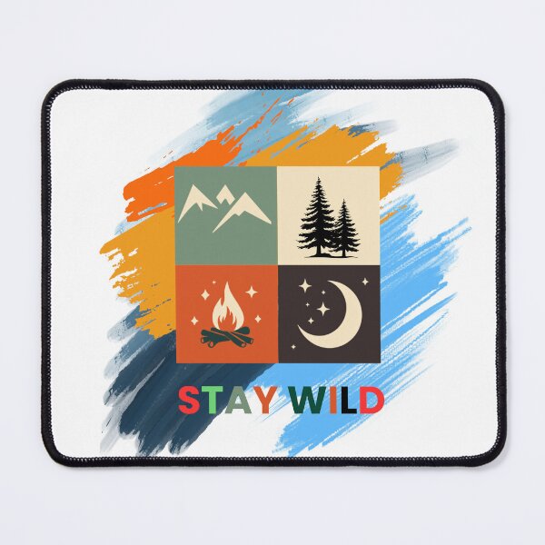 Item preview, Stay Wild — Retro Outdoor Nature Grid Mountains Campfire Moon designed and sold by Sithila-Arts.