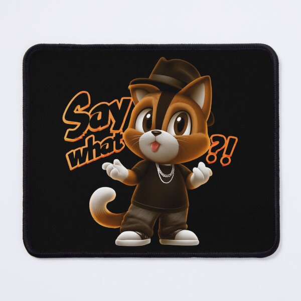 Item preview, Cute Street Cat Mascot Character Wearing Fedora And Chains Saying “Say What?!” Playful Hip Hop Cartoon designed and sold by KanDa-Shop.
