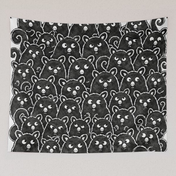 Item preview, Grumpy Wombat Horde Black and White Possum Flock Aussie Meme designed and sold by Yellowriversss.