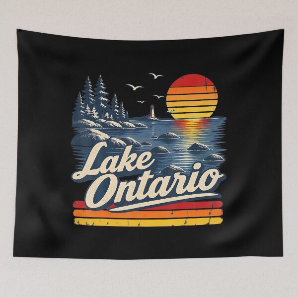 Item preview, Retro Sunset Great Lakes Lake Ontario Design designed and sold by LouisaOReilly.