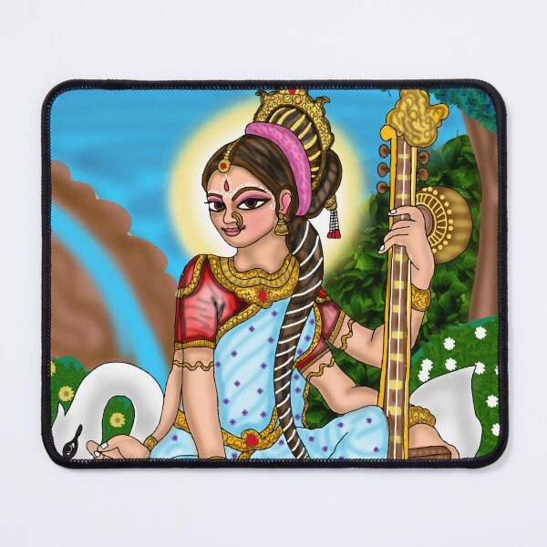 Item preview, Goddess Saraswati Digital Drawing | Divine Hindu Goddess Artwork Illustration designed and sold by Harshit_Digital_Arts.