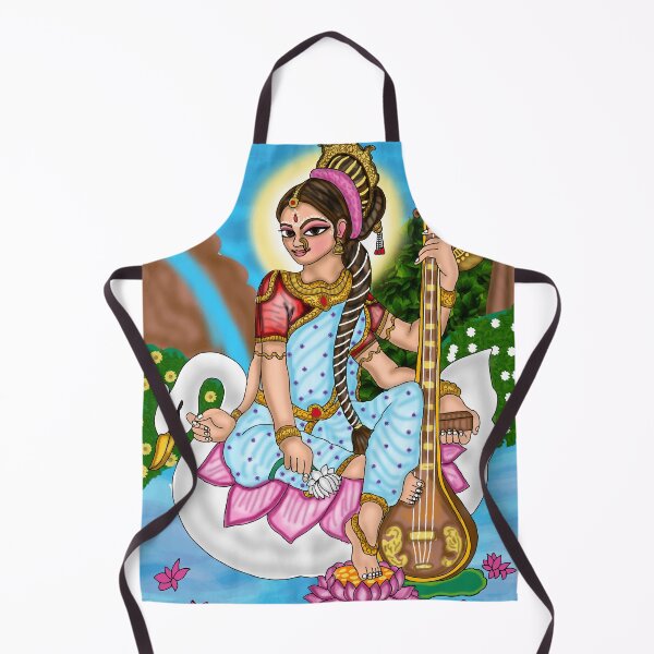 Item preview, Goddess Saraswati Digital Drawing | Divine Hindu Goddess Artwork Illustration designed and sold by Harshit_Digital_Arts.