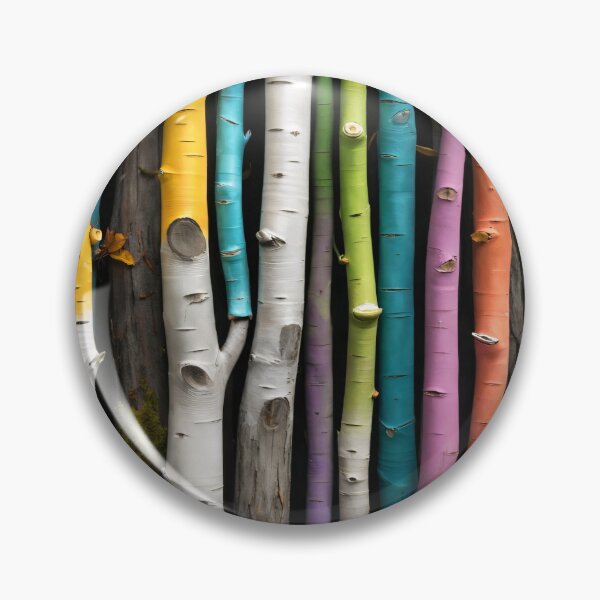 Item preview, Colorful Birch Tree Trunks – Rainbow Woodland Nature Pattern Art Print designed and sold by Kaleidoscope Print.