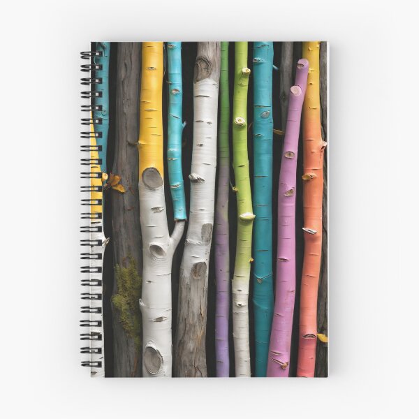 Item preview, Colorful Birch Tree Trunks – Rainbow Woodland Nature Pattern Art Print designed and sold by Kaleidoscope Print.