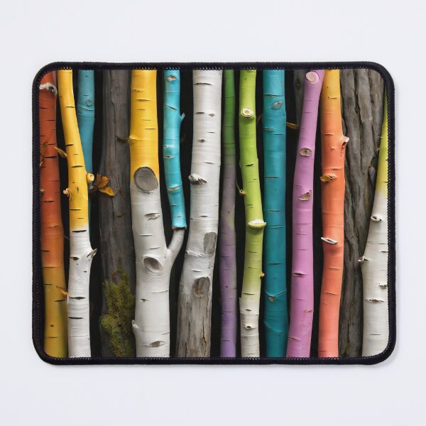 Item preview, Colorful Birch Tree Trunks – Rainbow Woodland Nature Pattern Art Print designed and sold by Kaleidoscope Print.