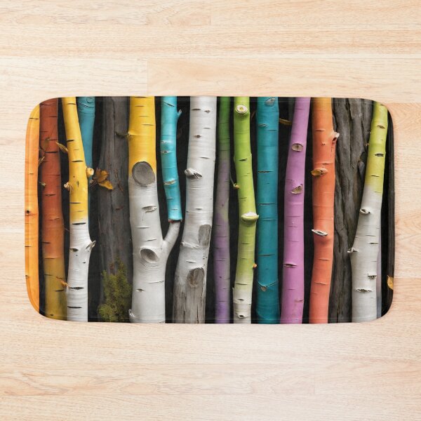 Item preview, Colorful Birch Tree Trunks – Rainbow Woodland Nature Pattern Art Print designed and sold by Kaleidoscope Print.