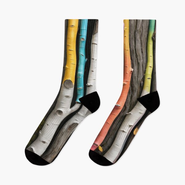 Item preview, Colorful Birch Tree Trunks – Rainbow Woodland Nature Pattern Art Print designed and sold by Kaleidoscope Print.