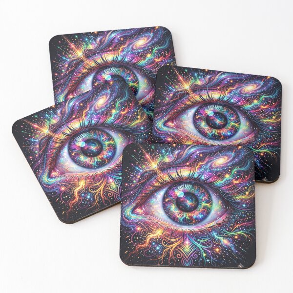 Item preview, Cosmic Eye Psychedelic Rainbow Galaxy Art designed and sold by Bathu Designs.