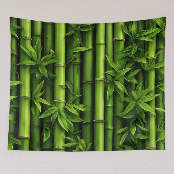 Item preview, Green Bamboo Stalks and Leaves – Tropical Zen Botanical Nature Pattern designed and sold by Kaleidoscope Print.