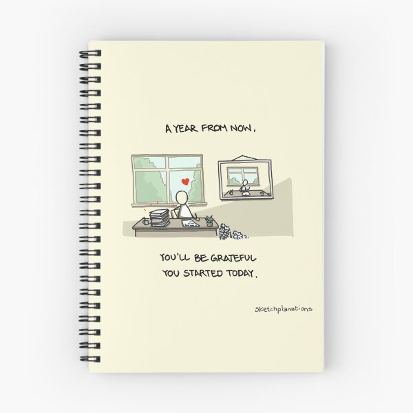 Item preview, A year from now you'll be grateful you started today designed and sold by Sketchplanations.