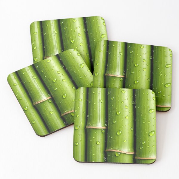 Item preview, Fresh Green Bamboo with Water Drops – Zen Tropical Botanical Macro Art Print designed and sold by Kaleidoscope Print.