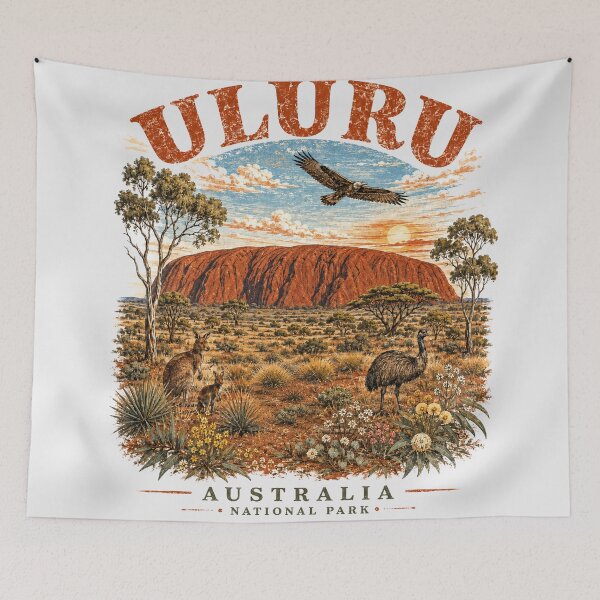 Item preview, Uluru Australia National Park Vintage Outback Travel Poster Art designed and sold by Yellowriversss.