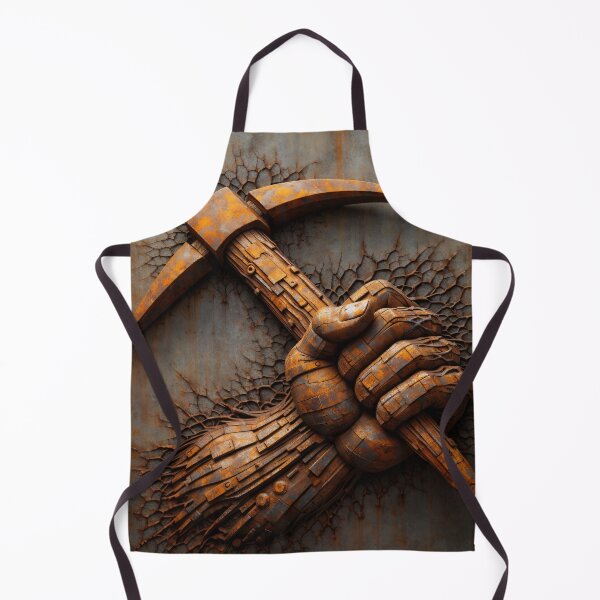 Item preview, Rusty Hand Holding Pickaxe – Industrial Mining Metal Relief Art Print designed and sold by Kaleidoscope Print.
