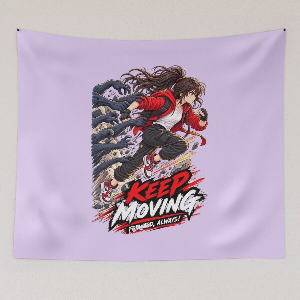 Item preview, Keep Moving Forward Always–Never Give Up Anime Motivation designed and sold by carestazafeli.