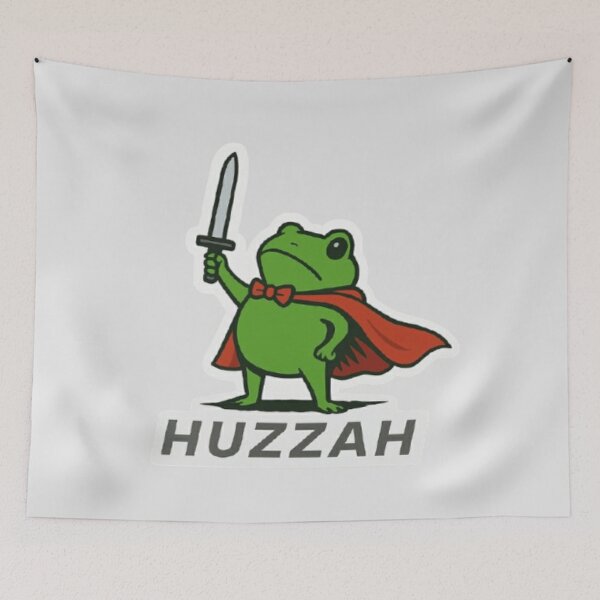 Item preview, Huzzah Frog with Sword Tee, Embroidered Medieval Frog Shirt, Comfort Colors 1717, Funny DnD T-Shirt, Renaissance Faire Frog Gift designed and sold by Williams Anderson.