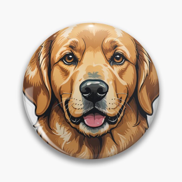 Item preview, Golden Retriever Face Portrait Chrome Metallic 3D – Golden retriever mom gift designed and sold by michallechowicz.