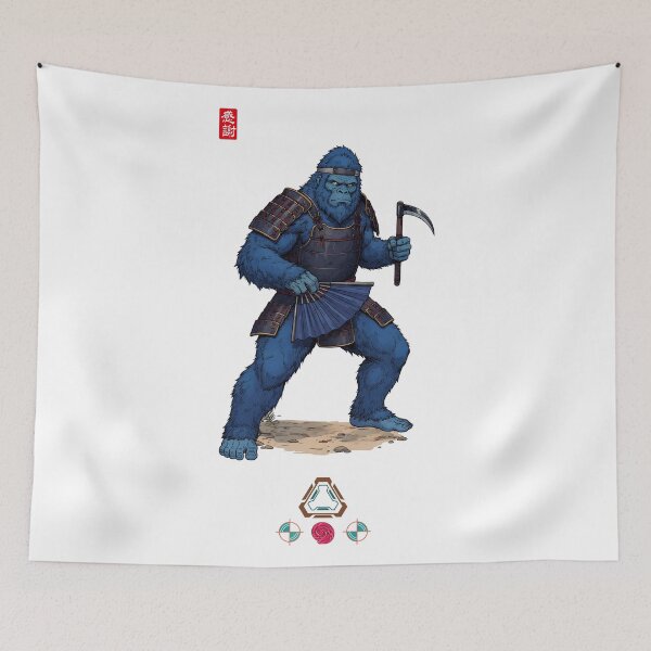 Item preview, Guardian Blue Bigfoot with Tessen and Kama designed and sold by Whimsy Trail Co.