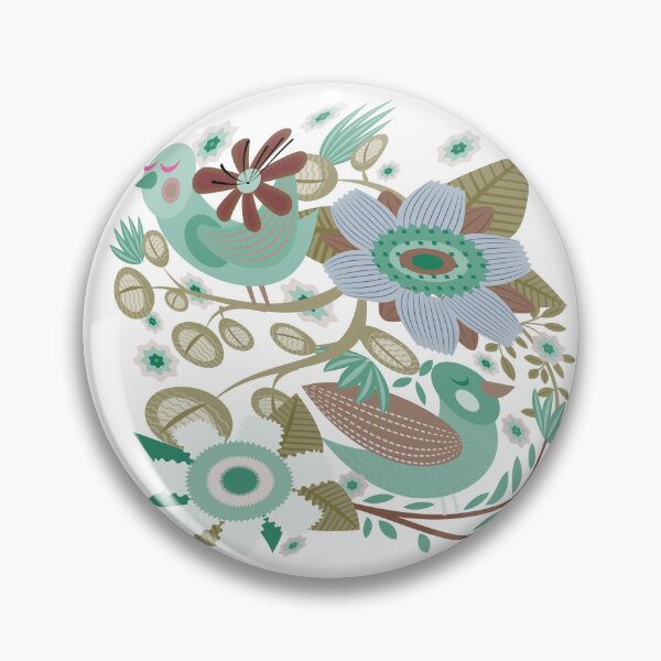 Item preview, Scandinavian Folk Art Birds and Floral Nature Illustration designed and sold by maewjpho.