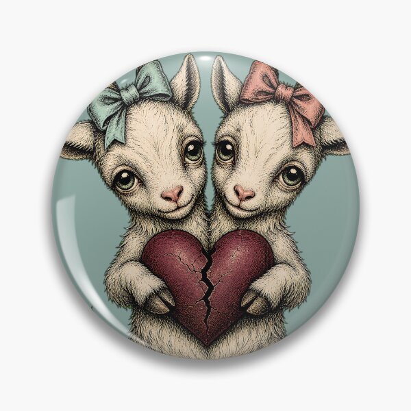 Item preview, Lovesick Two-Headed Goat | Cute Goth Art designed and sold by Cute & Rotten.