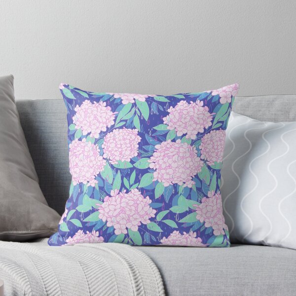 Item preview, Magic Hydrangea - Pink on Blue designed and sold by prynadd / Alena's Magic Patterns.