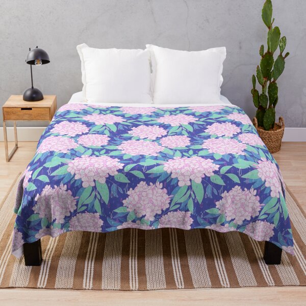 Item preview, Magic Hydrangea - Pink on Blue designed and sold by prynadd / Alena's Magic Patterns.