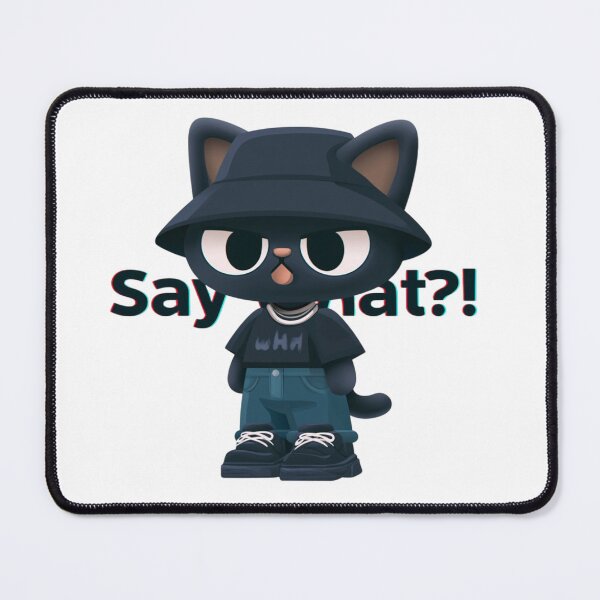 Item preview, Cool Black Cat Character in Streetwear Bucket Hat and Sneakers With Attitude and Neon Text designed and sold by KanDa-Shop.