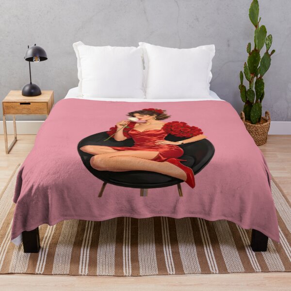 Item preview, Lady in Satin Red Dress with Roses designed and sold by Bondingbonding.