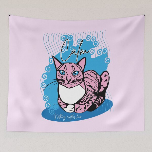 Item preview, Calm Only pen cat sketch with colors designed and sold by Konopikyu.