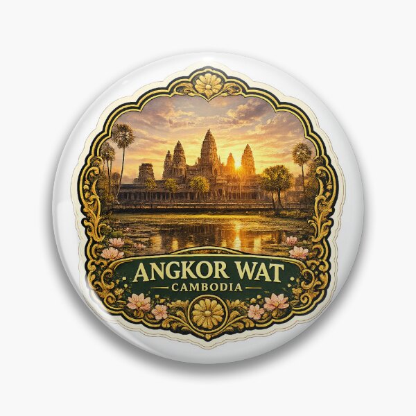 Item preview, Angkor Wat Cambodia – Ancient Temple Sunrise & Vintage Travel Art designed and sold by ChicClicker.