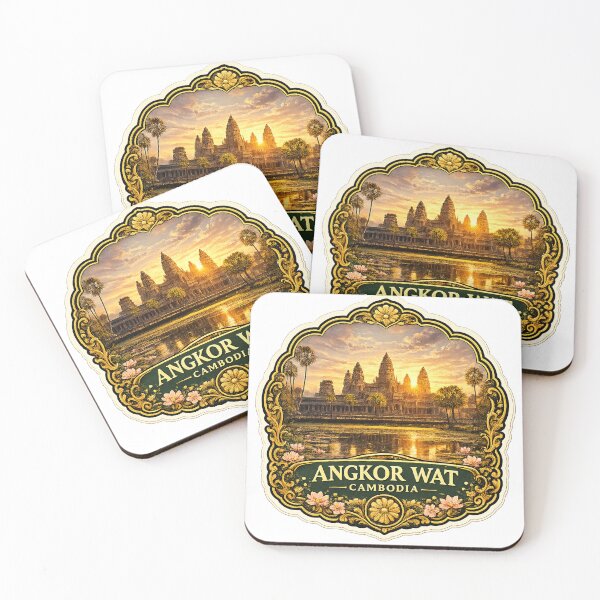 Item preview, Angkor Wat Cambodia – Ancient Temple Sunrise & Vintage Travel Art designed and sold by ChicClicker.