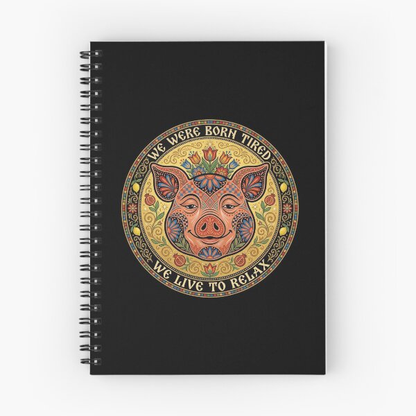 Item preview, We Were Born Tired - Folk Art Lazy Pig Medallion Graphic Print designed and sold by FreiherrPK.